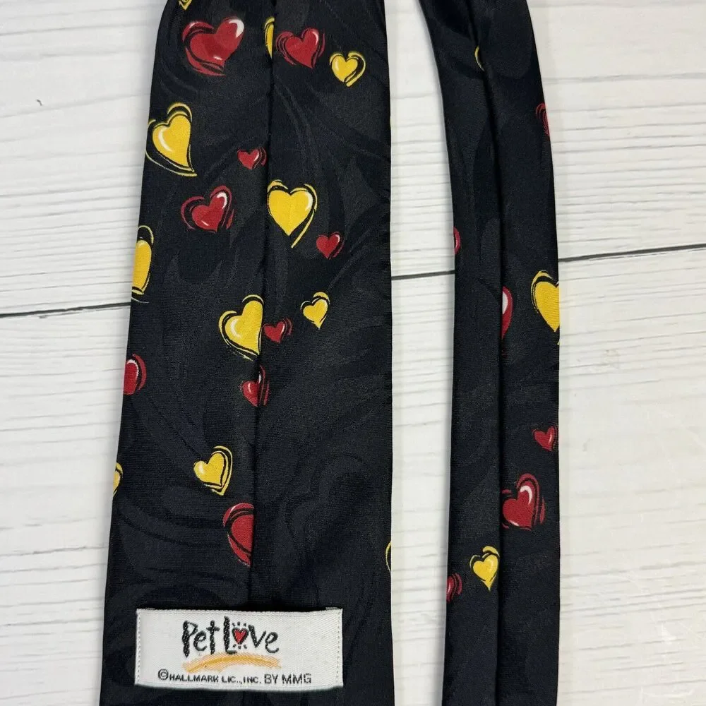 Pet Love‎ Hallmark Men's Necktie Tie Polyester Jacquard Dalmatian Dog Hearts EUC